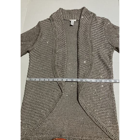 Womens Chicos Special Occasion Cardigan Sweater Tank Top Sequins Taupe Sz 1 - Picture 15 of 16